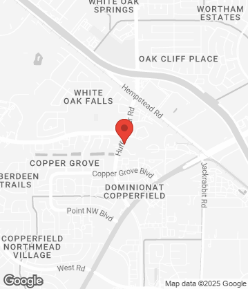 Map of 9526 Huffmeister Rd, Houston, TX 77095